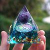 Natural Tiger Eye Orgonite Pyramid Heal Crystals Ball Energy Generator Reiki Chakra Multiplier Orgone Amethyst Meditation Stone