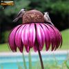 Bird Feeder Bottle with Stand Metal Flower Shaped Outdoor Garden Decoration Pink Coneflower Bird Feeder Container Accessories