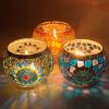 Mosaic Glass Candlestick Color Snowflake Mosaic Candle Holder Romantic Candlelight Table Centerpieces Party Dinner Wedding Decor