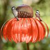 Bird Feeder Bottle with Stand Metal Flower Shaped Outdoor Garden Decoration Pink Coneflower Bird Feeder Container Accessories