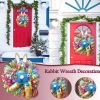 2023 Easter Rabbit Wreath Colorful Easter Rabbit Garlands Door Oranments Happy Easter Party Decor Bunny Wall Front Door Hanging